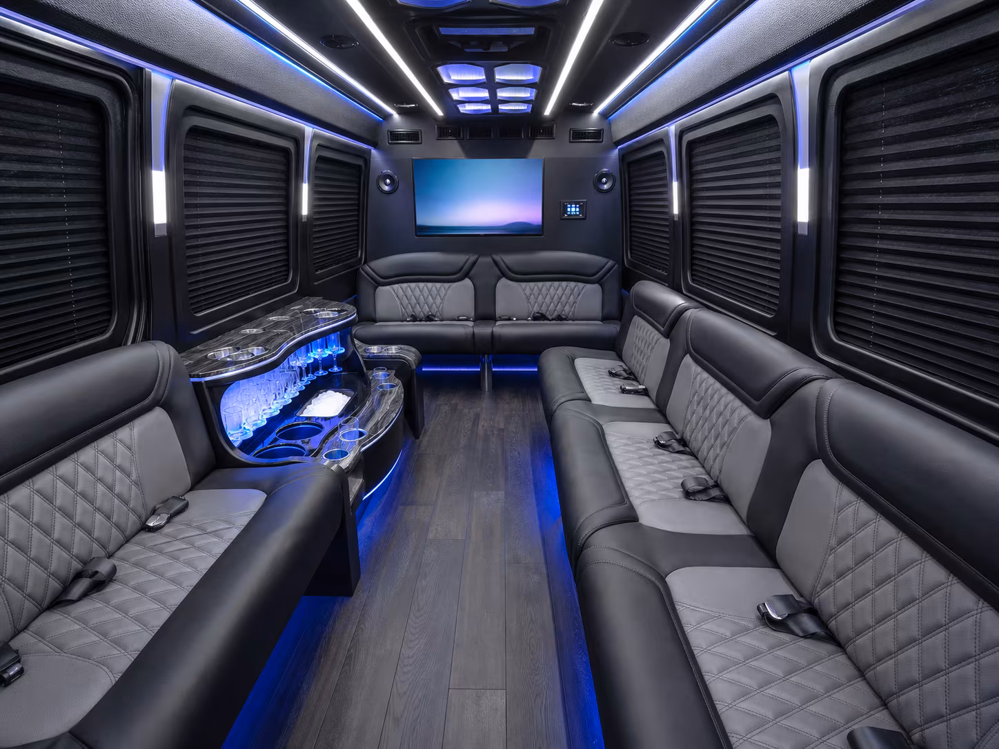 new britain 30 passenger party bus inside